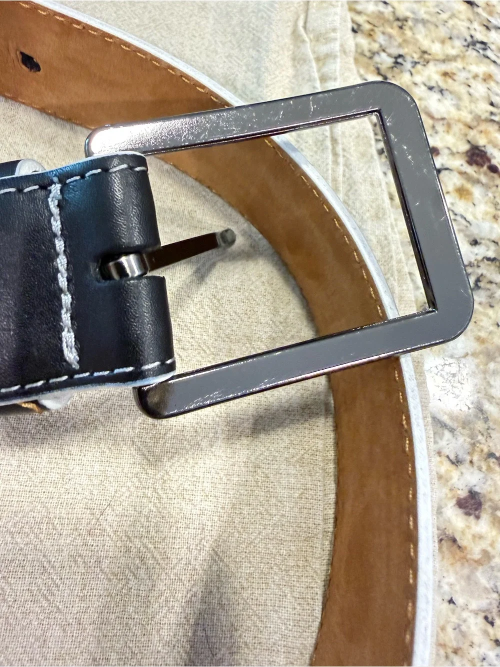 Remu Tulliani calfskin leather monochrome black white belt 44”